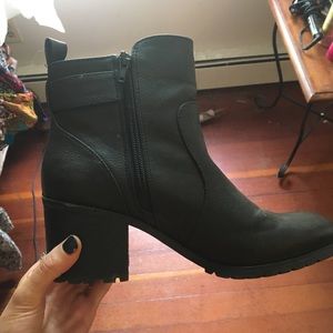 Faux leather black ankle boots